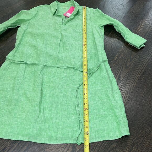 Lilly Pulitzer Dress Women’s Large Gecko Green Pilar Linen Tunic W/ Belt Resort - Picture 9 of 9